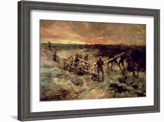 Canadian Gunners in the Mud, Passchendaele, 1917-Alfred Bastien-Framed Giclee Print