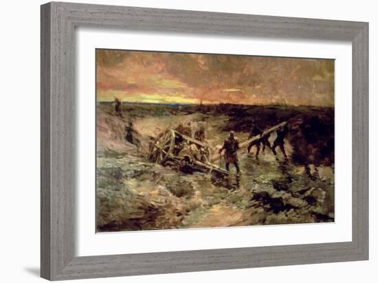 Canadian Gunners in the Mud, Passchendaele, 1917-Alfred Bastien-Framed Giclee Print