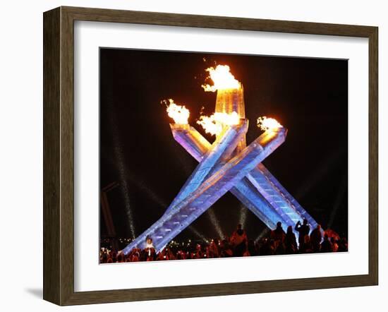 Canadian Ice Hockey Legend Wayne Gretzky as He Lights the Olympic Flame at the 2010 Winter Games-null-Framed Photographic Print