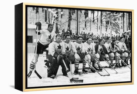 Canadian Ice Hockey Team, Winter Olympic Games, Garmisch-Partenkirchen, Germany, 1936-null-Framed Premier Image Canvas