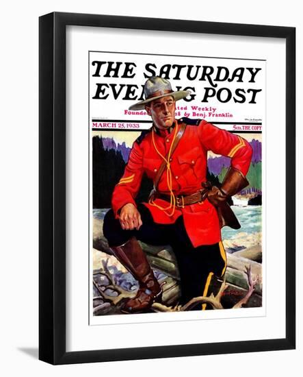 "Canadian Mountie," Saturday Evening Post Cover, March 25, 1933-Edgar Franklin Wittmack-Framed Giclee Print