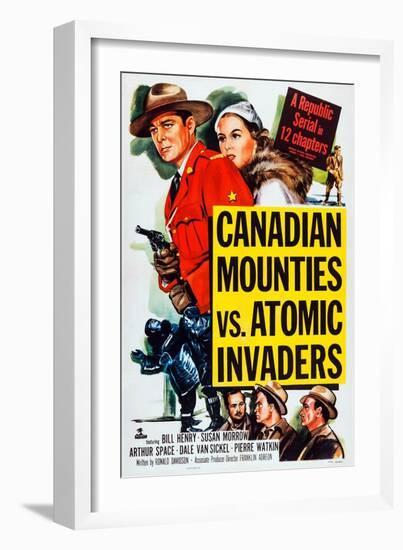 Canadian Mounties Vs. Atomic Invaders, Top, from Left: William Henry, Susan Morrow, 1953-null-Framed Art Print