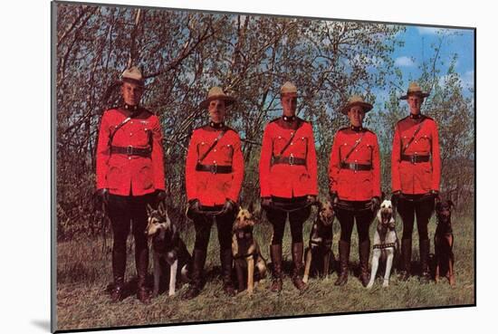 Canadian Mounties with Dogs-null-Mounted Art Print