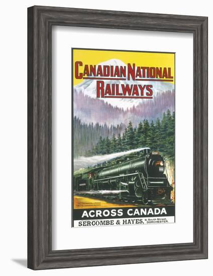 Canadian National Railways Poster Showing a Steam Engine Train in Canada-null-Framed Photographic Print