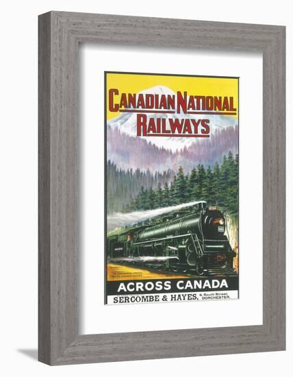 Canadian National Railways Poster Showing a Steam Engine Train in Canada-null-Framed Photographic Print