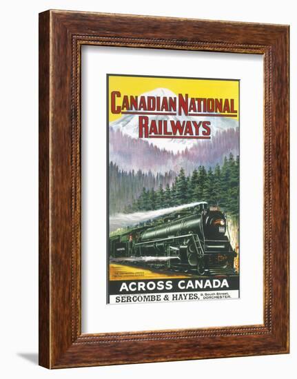 Canadian National Railways Poster Showing a Steam Engine Train in Canada-null-Framed Photographic Print