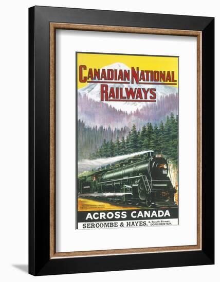 Canadian National Railways Poster Showing a Steam Engine Train in Canada-null-Framed Photographic Print