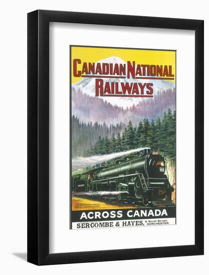 Canadian National Railways Poster Showing a Steam Engine Train in Canada-null-Framed Photographic Print