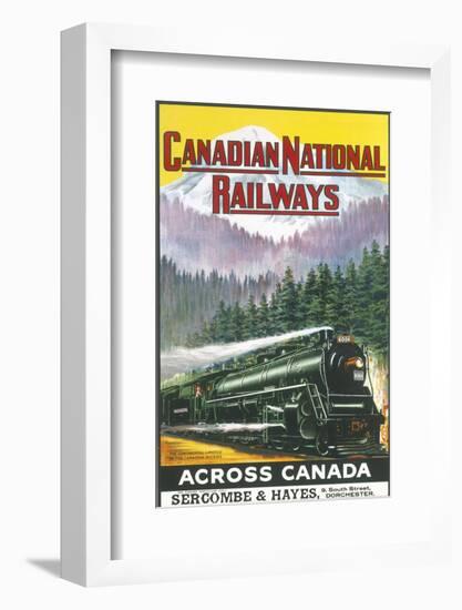 Canadian National Railways Poster Showing a Steam Engine Train in Canada-null-Framed Photographic Print