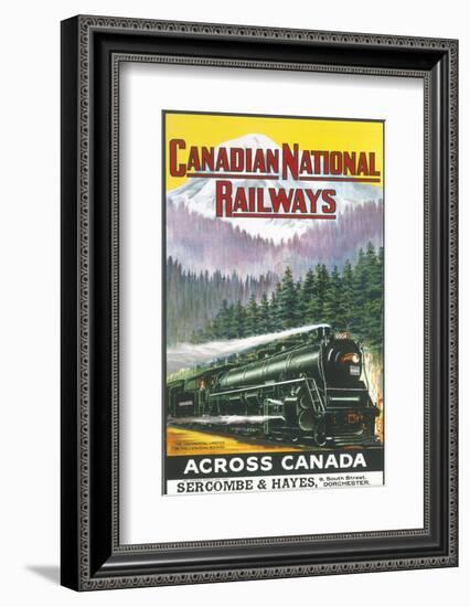 Canadian National Railways Poster Showing a Steam Engine Train in Canada-null-Framed Photographic Print