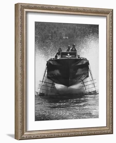 Canadian Navy Hydrofoil Boat, on the Test Run-Peter Stackpole-Framed Photographic Print