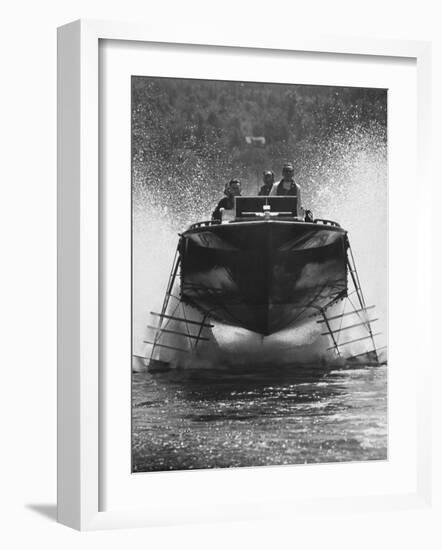 Canadian Navy Hydrofoil Boat, on the Test Run-Peter Stackpole-Framed Photographic Print