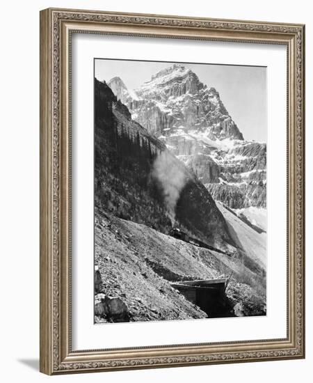 Canadian Pacific Railroad Beneath Mount Stephen-null-Framed Photographic Print