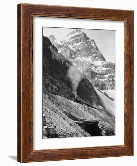 Canadian Pacific Railroad Beneath Mount Stephen-null-Framed Photographic Print