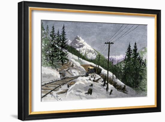 Canadian Pacific Railroad Snowshed at Ross Peak, British Columbia, 1880s-null-Framed Giclee Print