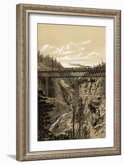 Canadian Pacific Railroad Trestle Over Stoney Creek, 296 Feet High, 1880s-null-Framed Giclee Print