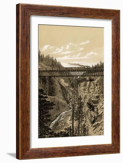 Canadian Pacific Railroad Trestle Over Stoney Creek, 296 Feet High, 1880s-null-Framed Giclee Print