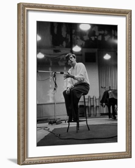 Canadian Pianist Glenn Gould Listens in Columbia Recording Studio Decides to Record Section Again-Gordon Parks-Framed Premium Photographic Print