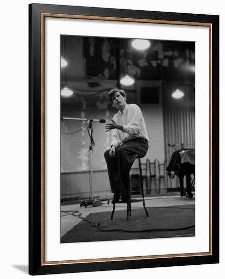 Canadian Pianist Glenn Gould Listens in Columbia Recording Studio Decides to Record Section Again-Gordon Parks-Framed Premium Photographic Print