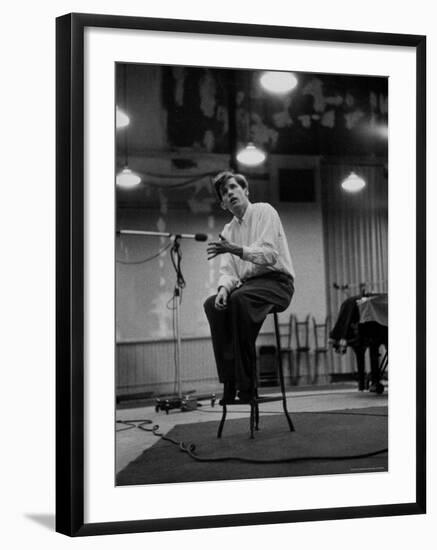 Canadian Pianist Glenn Gould Listens in Columbia Recording Studio Decides to Record Section Again-Gordon Parks-Framed Premium Photographic Print