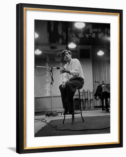 Canadian Pianist Glenn Gould Listens in Columbia Recording Studio Decides to Record Section Again-Gordon Parks-Framed Premium Photographic Print