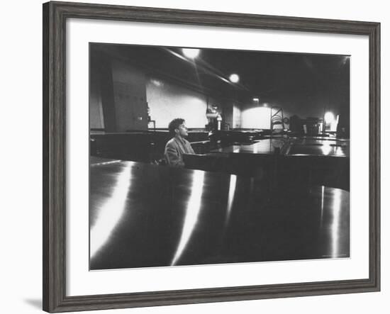 Canadian Pianist Glenn Gould Singing at Columbia Recording Studio-Gordon Parks-Framed Premium Photographic Print