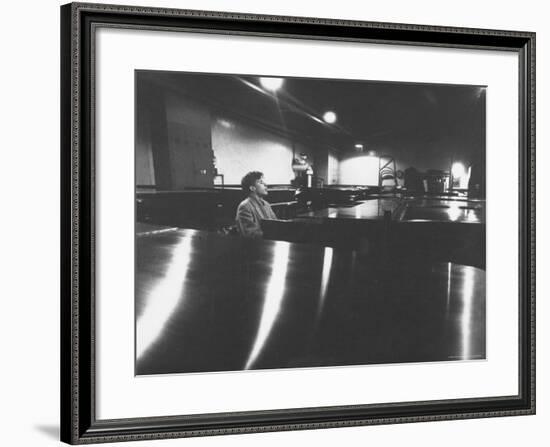 Canadian Pianist Glenn Gould Singing at Columbia Recording Studio-Gordon Parks-Framed Premium Photographic Print