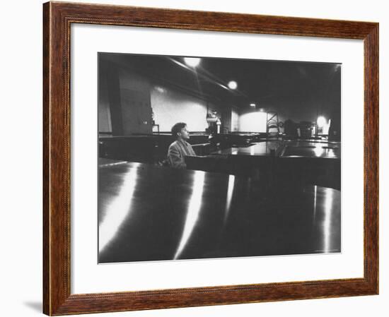 Canadian Pianist Glenn Gould Singing at Columbia Recording Studio-Gordon Parks-Framed Premium Photographic Print