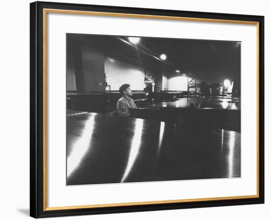 Canadian Pianist Glenn Gould Singing at Columbia Recording Studio-Gordon Parks-Framed Premium Photographic Print