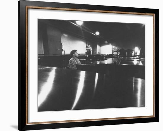 Canadian Pianist Glenn Gould Singing at Columbia Recording Studio-Gordon Parks-Framed Premium Photographic Print