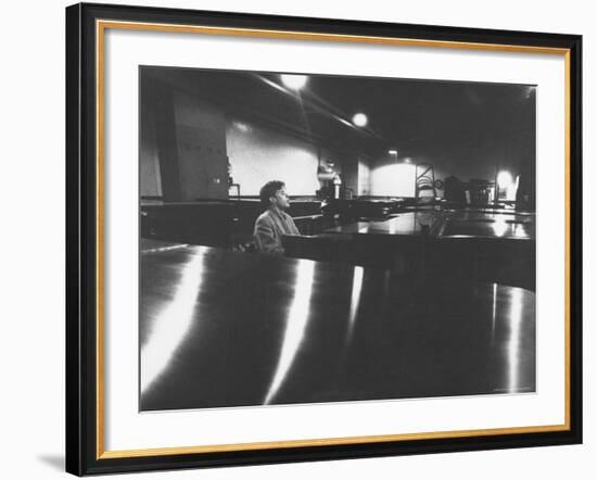 Canadian Pianist Glenn Gould Singing at Columbia Recording Studio-Gordon Parks-Framed Premium Photographic Print