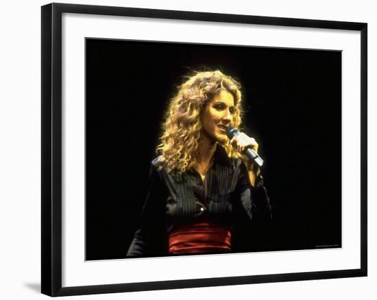 Canadian Pop Music Star Celine Dion Singing Into Microphone During "Hirshfeld Drawing" Function-Dave Allocca-Framed Premium Photographic Print