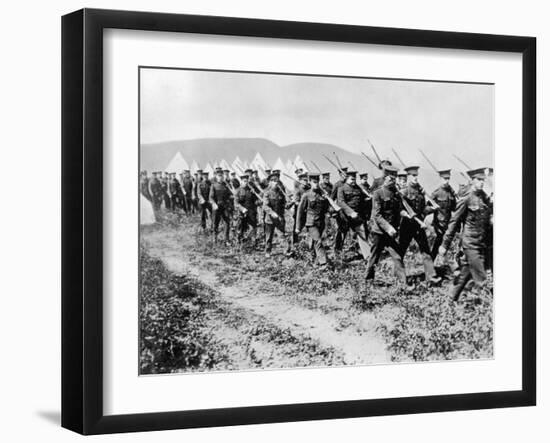 Canadian Troops Marching During Drills at Valcartier Camp after the Outbreak of World War I-null-Framed Photographic Print