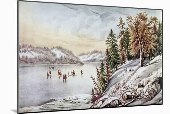 Canadian Winter Scene-Currier & Ives-Mounted Giclee Print