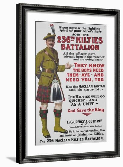 Canadian World War One Recruiting Poster--Framed Giclee Print