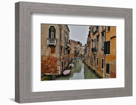 Canal and Bridges with Boats, Venice, Italy-Darrell Gulin-Framed Photographic Print