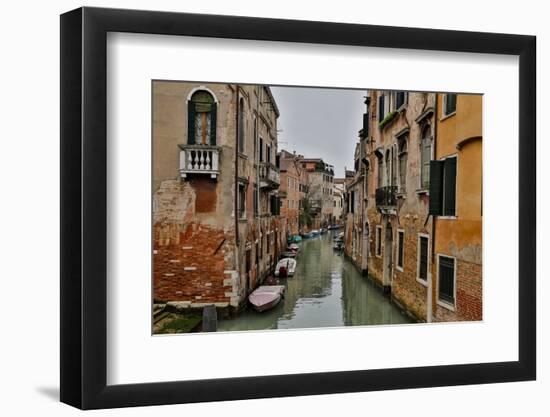 Canal and Bridges with Boats, Venice, Italy-Darrell Gulin-Framed Photographic Print