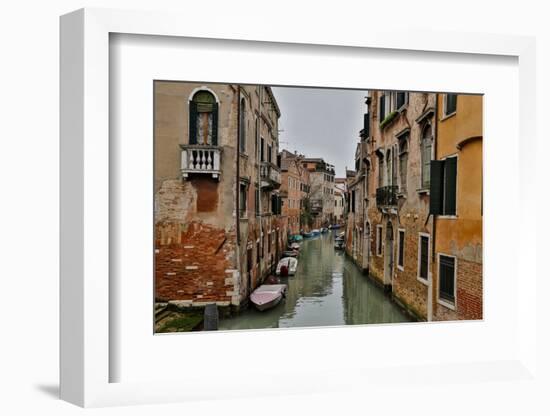 Canal and Bridges with Boats, Venice, Italy-Darrell Gulin-Framed Photographic Print