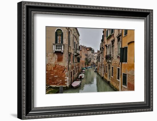 Canal and Bridges with Boats, Venice, Italy-Darrell Gulin-Framed Photographic Print