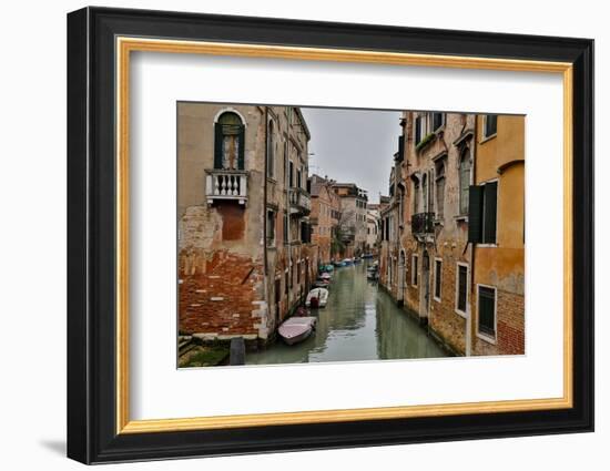 Canal and Bridges with Boats, Venice, Italy-Darrell Gulin-Framed Photographic Print