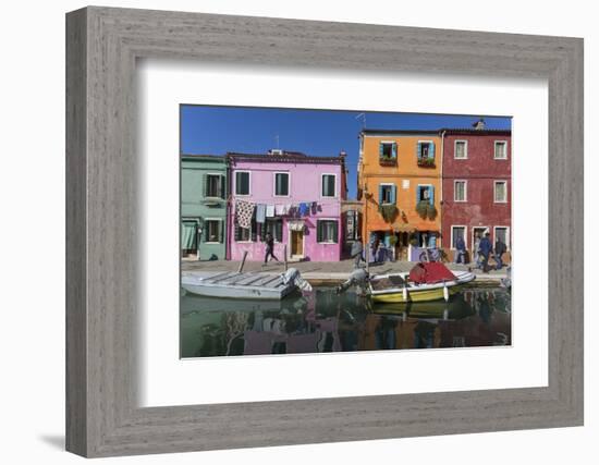 Canal and colourful facade, Burano, Veneto, Italy, Europe-Frank Fell-Framed Photographic Print