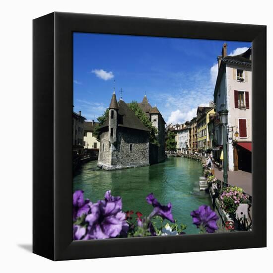 Canal and Palais De L`Ile, Annecy, Lake Annecy, Rhone Alpes, France, Europe-Stuart Black-Framed Premier Image Canvas