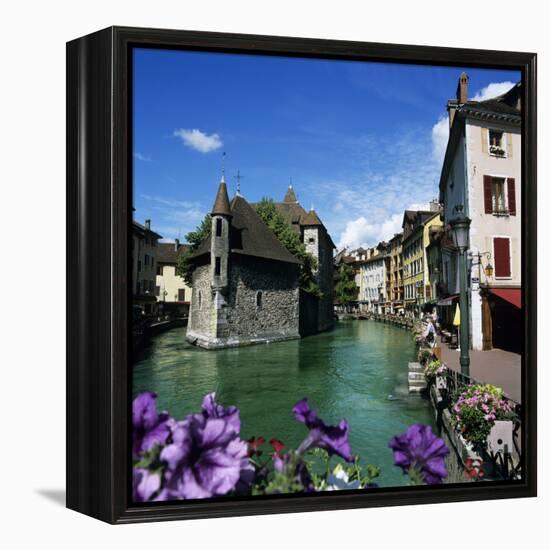 Canal and Palais De L`Ile, Annecy, Lake Annecy, Rhone Alpes, France, Europe-Stuart Black-Framed Premier Image Canvas