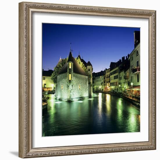 Canal and Palais De L`Ile at Dusk, Annecy, Lake Annecy, Rhone Alpes, France, Europe-Stuart Black-Framed Photographic Print