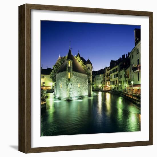 Canal and Palais De L`Ile at Dusk, Annecy, Lake Annecy, Rhone Alpes, France, Europe-Stuart Black-Framed Photographic Print