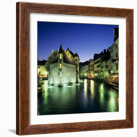 Canal and Palais De L`Ile at Dusk, Annecy, Lake Annecy, Rhone Alpes, France, Europe-Stuart Black-Framed Photographic Print