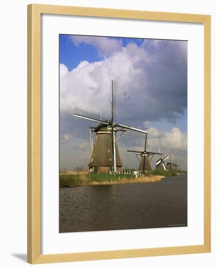 Canal and Windmills at Kinderdijk, Unesco World Heritage Site, Holland-Gavin Hellier-Framed Photographic Print