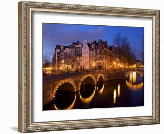 Canal at Night, Amsterdam, Netherlands-Lisa S. Engelbrecht-Framed Photographic Print