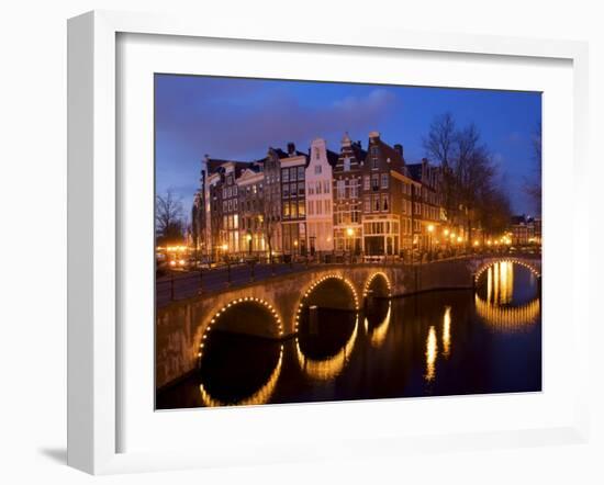 Canal at Night, Amsterdam, Netherlands-Lisa S. Engelbrecht-Framed Photographic Print