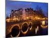 Canal at Night, Amsterdam, Netherlands-Lisa S. Engelbrecht-Mounted Photographic Print